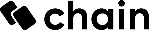 Black chain logo with two interlinked rectangular shapes to the left of the word "chain" in lowercase.